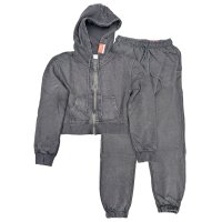 LFX821: Girls Washed Zip Thru Hoody and Jog Pant Set- Charcoal (9-14 Years)